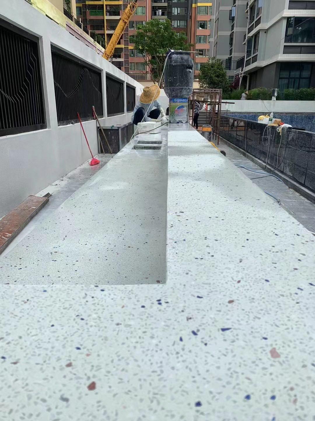 无机水磨石室外景观坐凳案例